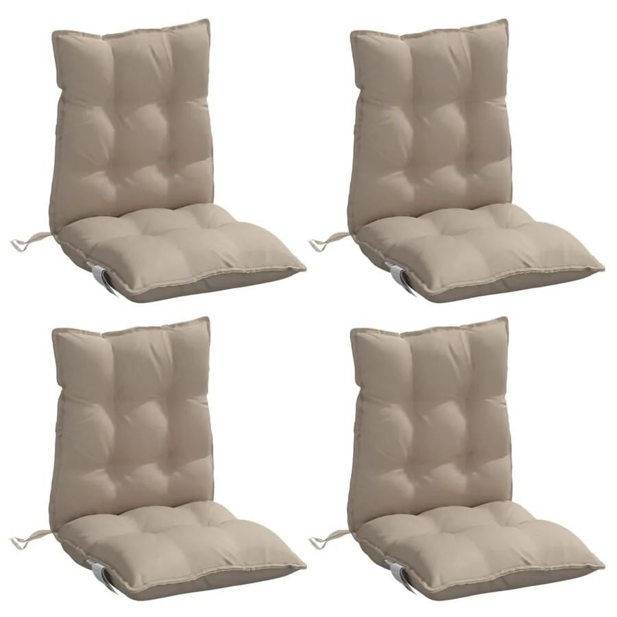 Coussins de chaise à dossier bas lot de 4 taupe tissu oxford - 3