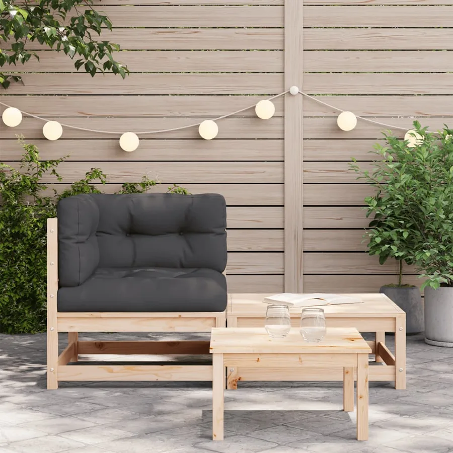 Canapé d'angle de jardin avec coussins et repose-pieds - 3