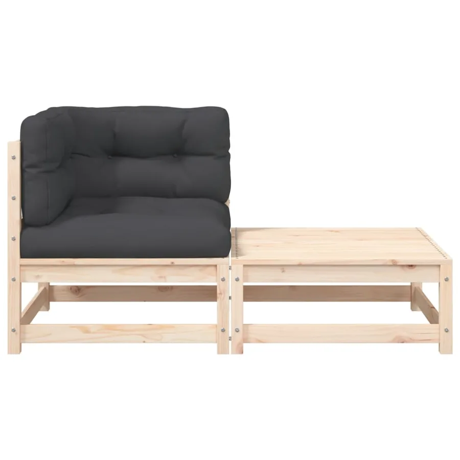 Canapé d'angle de jardin avec coussins et repose-pieds - 5