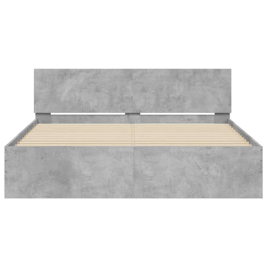Cadre de lit avec tête de lit et LED gris béton 150x200 cm - 7