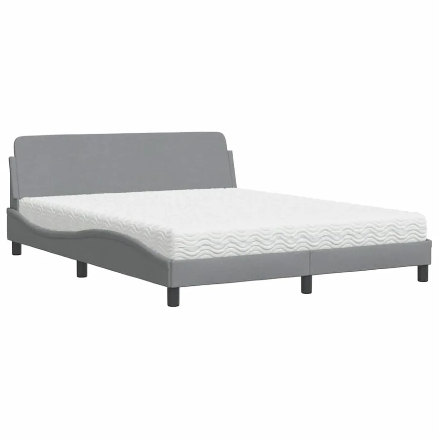 Lit avec matelas Dover gris clair 160x200 cm tissu - 2