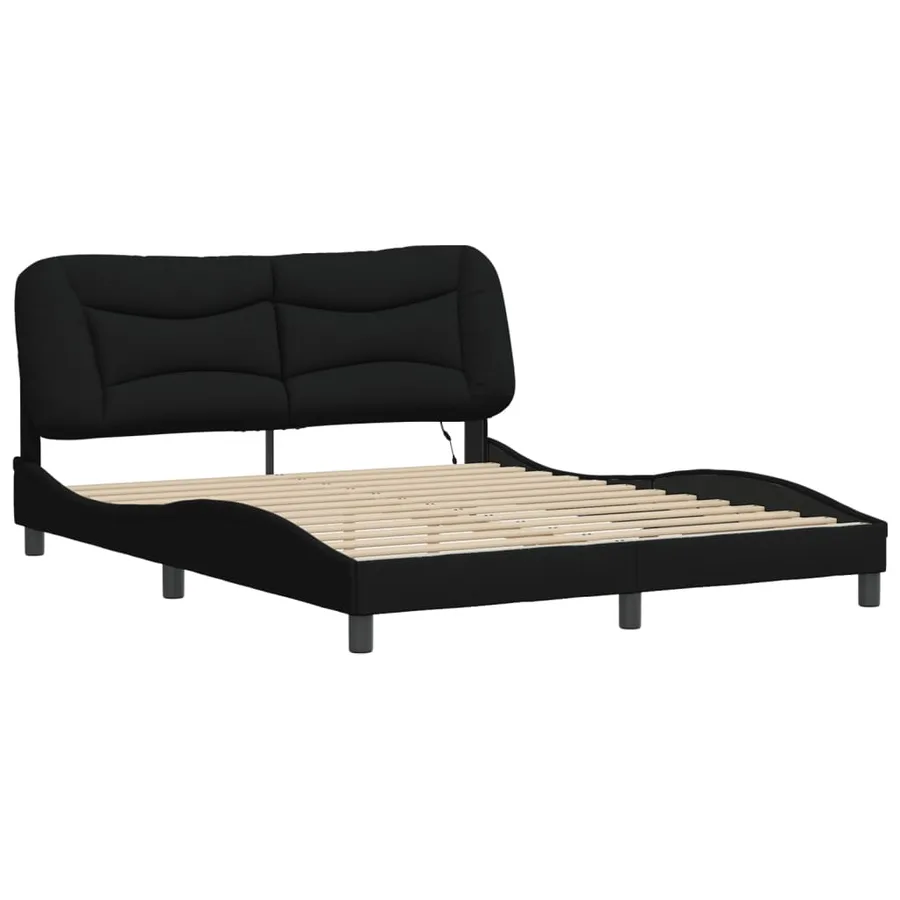 Cadre de lit avec LED sans matelas Hvar noir 160x200 cm tissu - 3