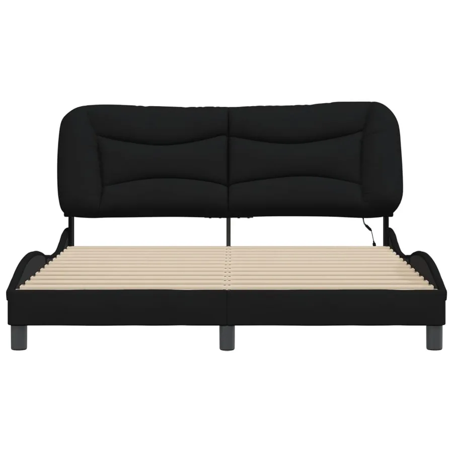 Cadre de lit avec LED sans matelas Hvar noir 160x200 cm tissu - 6