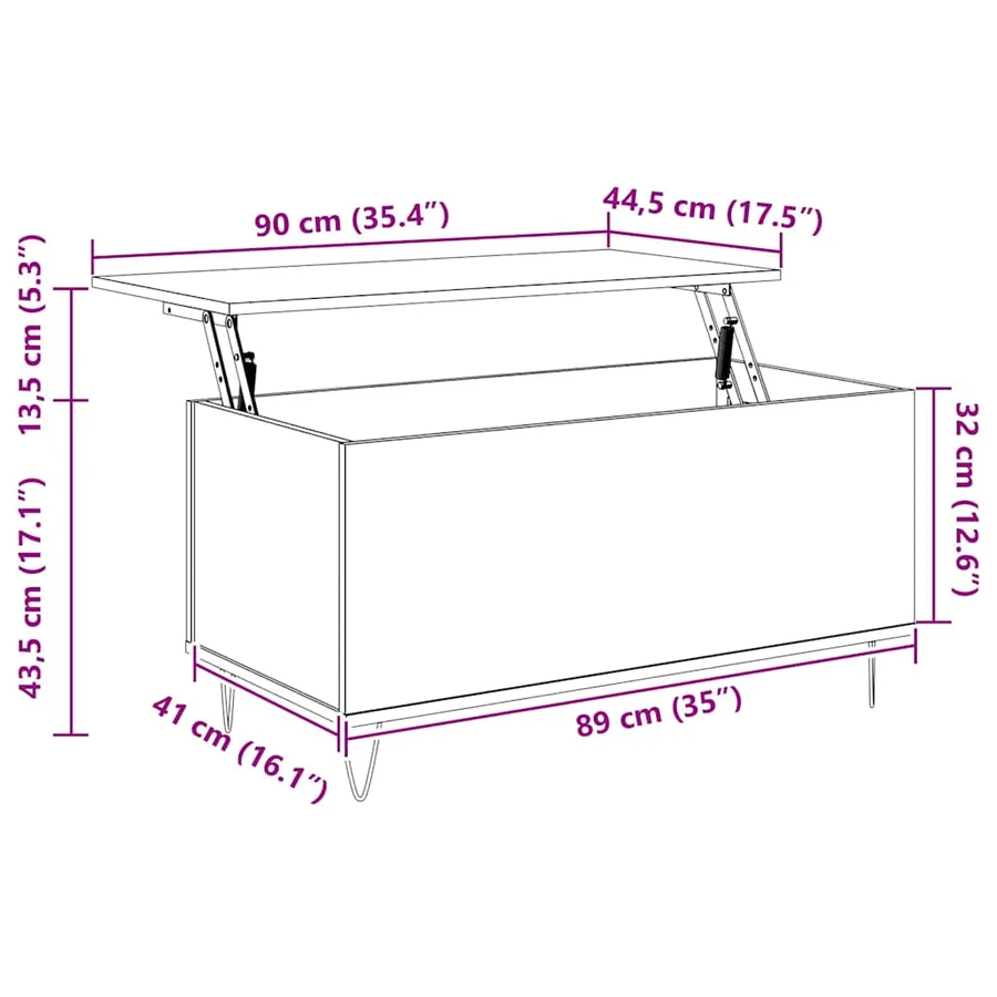 Table basse Sonoma gris 90x44,5x45 cm Bois d'ingénierie - 11