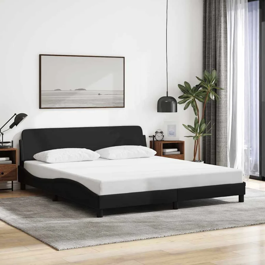 Cadre de lit Dover noir 160x200 cm tissu