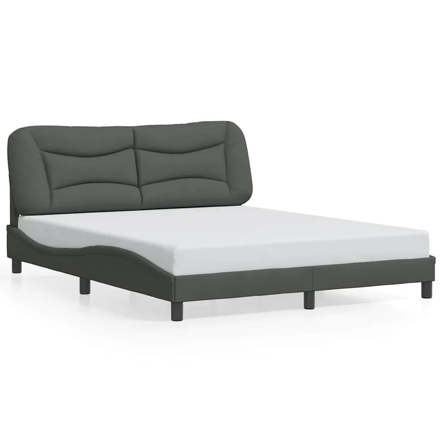 Cadre de lit sans matelas Hvar gris foncé 160x200 cm tissu - 2