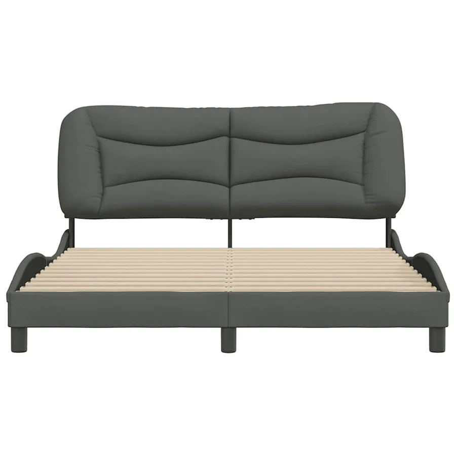 Cadre de lit sans matelas Hvar gris foncé 160x200 cm tissu - 4