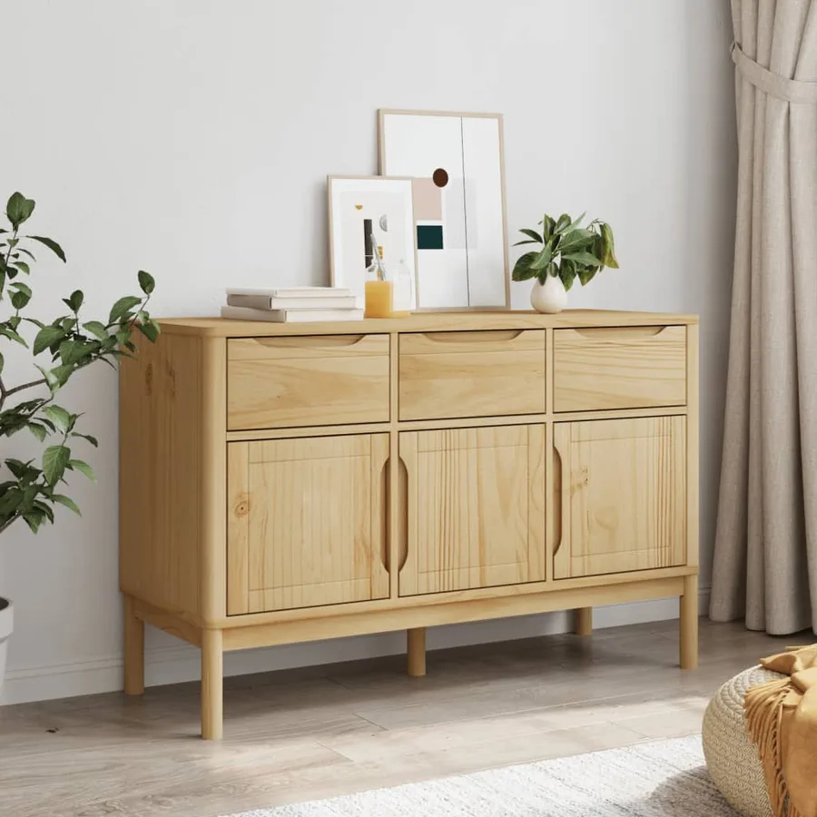 Buffet FLORO marron cire 114x43x74 cm bois massif de pin - 3