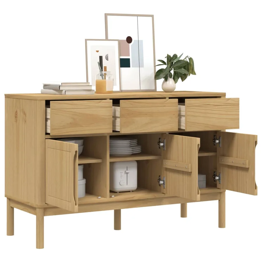 Buffet FLORO marron cire 114x43x74 cm bois massif de pin - 4