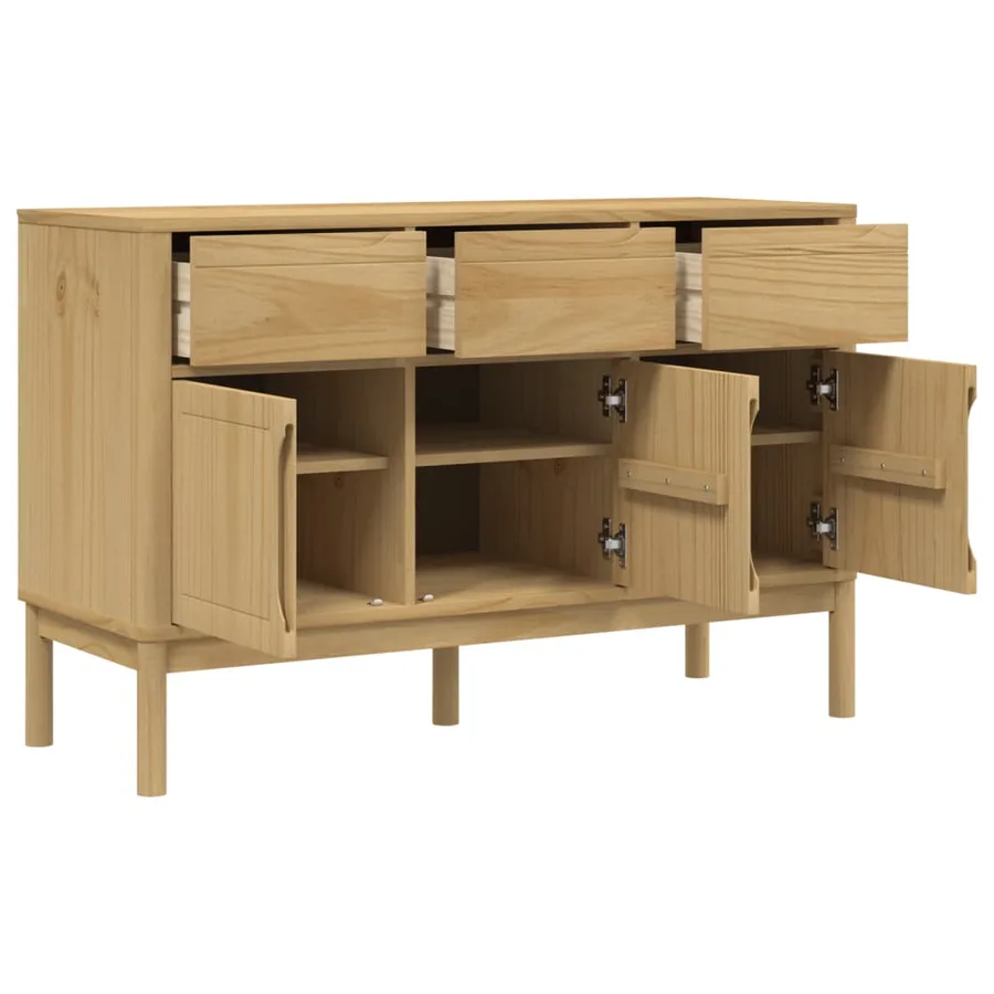 Buffet FLORO marron cire 114x43x74 cm bois massif de pin - 8