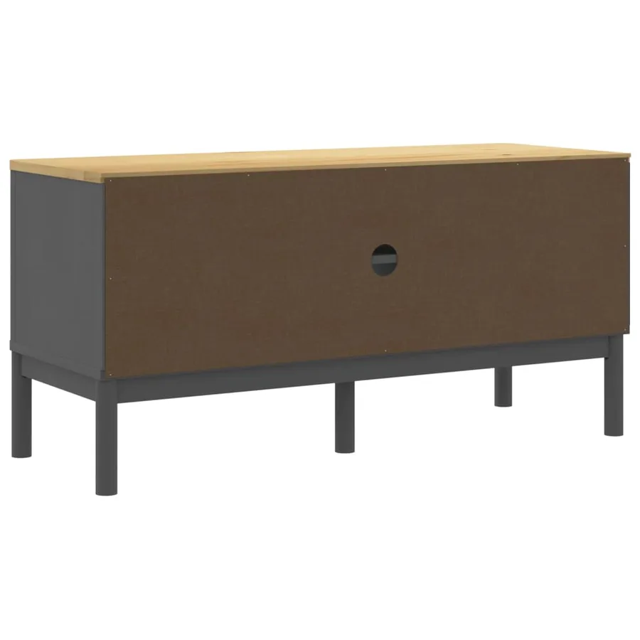 Meuble TV FLORO gris 114x43x55 cm bois massif de pin - 7