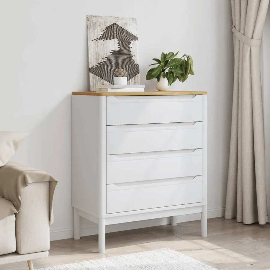 Commode FLORO blanc bois de pin massif - 3