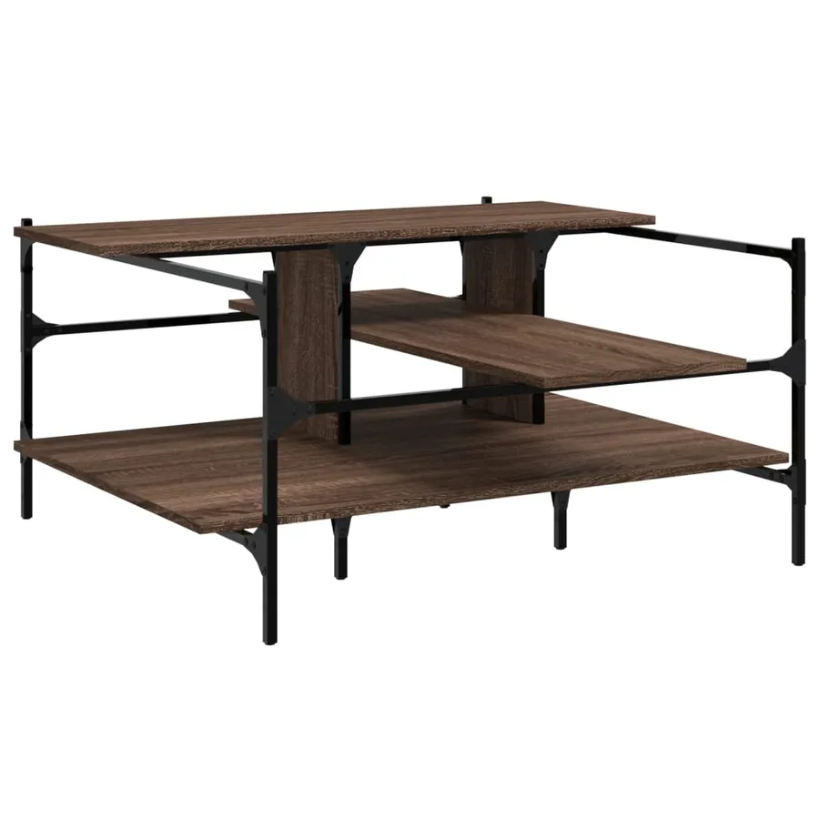Table basse chêne marron 100x100x48,5 cm bois d'ingénierie - 2