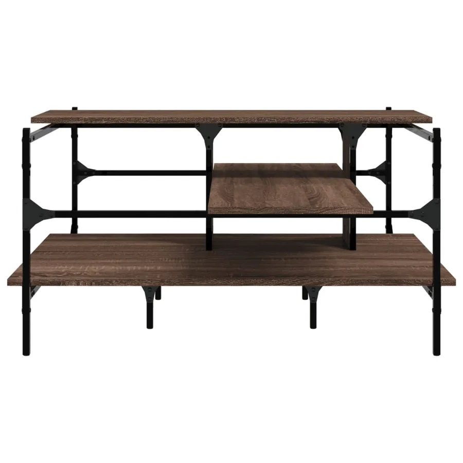Table basse chêne marron 100x100x48,5 cm bois d'ingénierie - 5