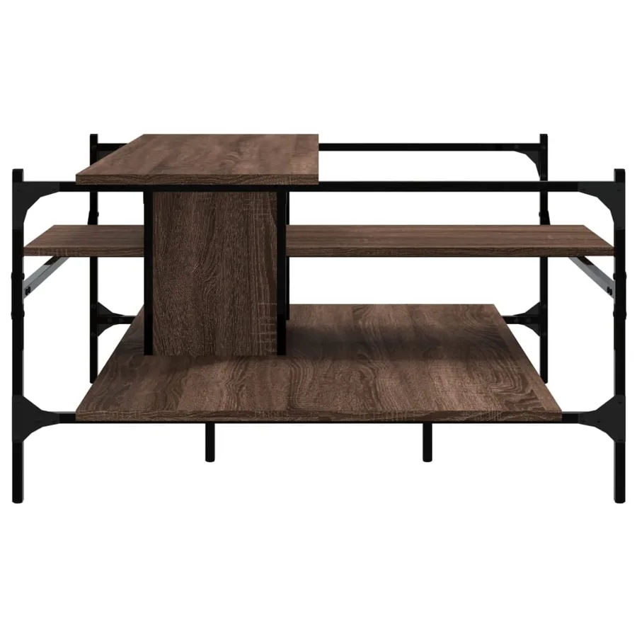 Table basse chêne marron 100x100x48,5 cm bois d'ingénierie - 6