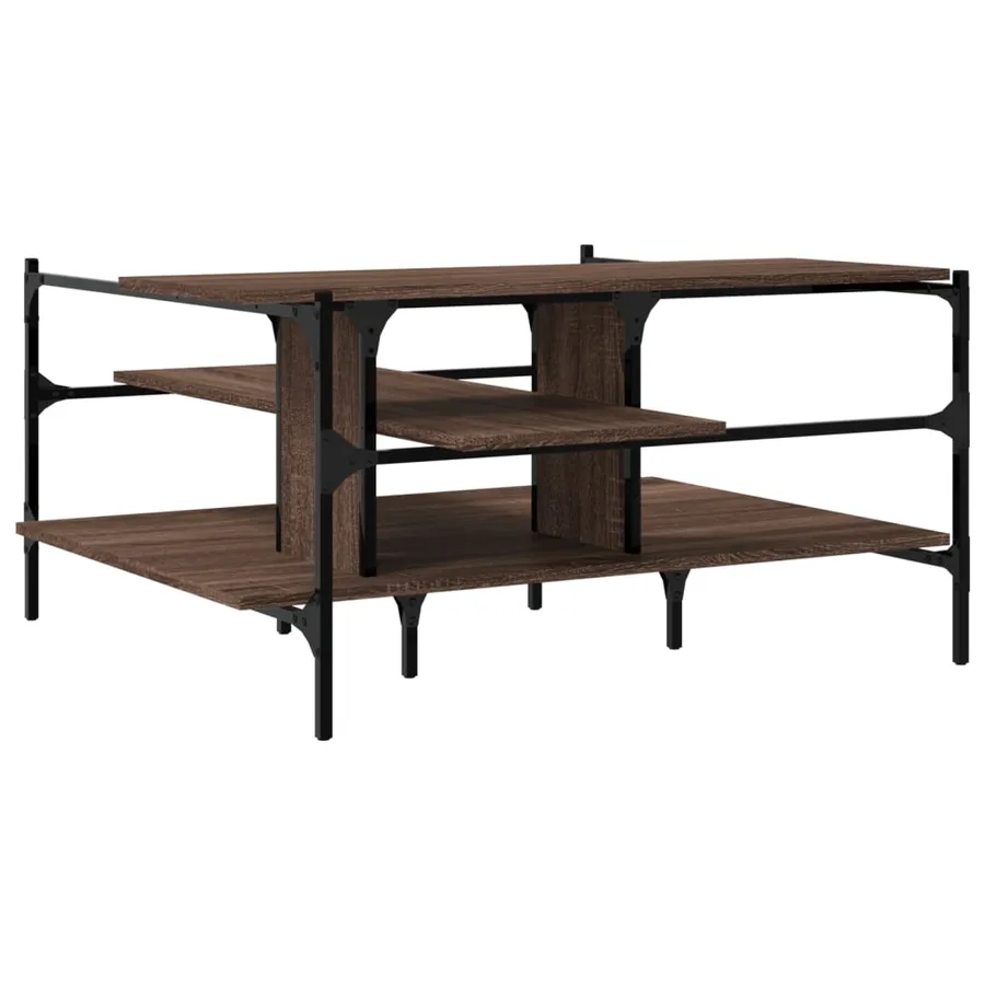 Table basse chêne marron 100x100x48,5 cm bois d'ingénierie - 7