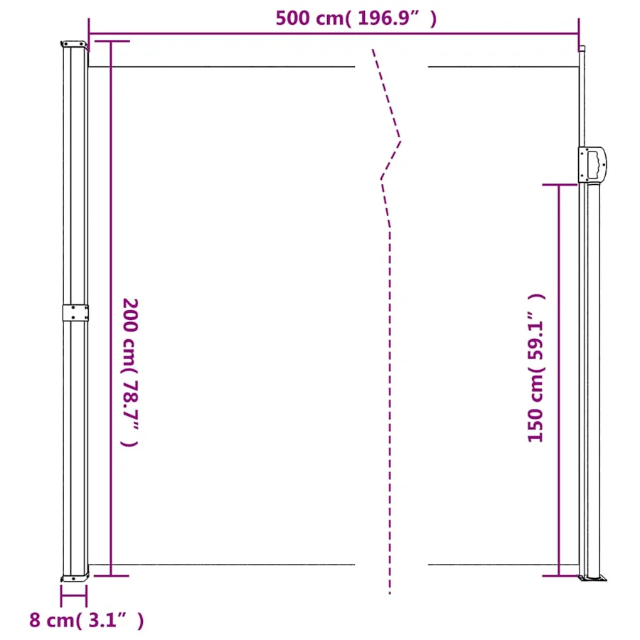 Auvent latéral rétractable crème 200x500 cm - 10