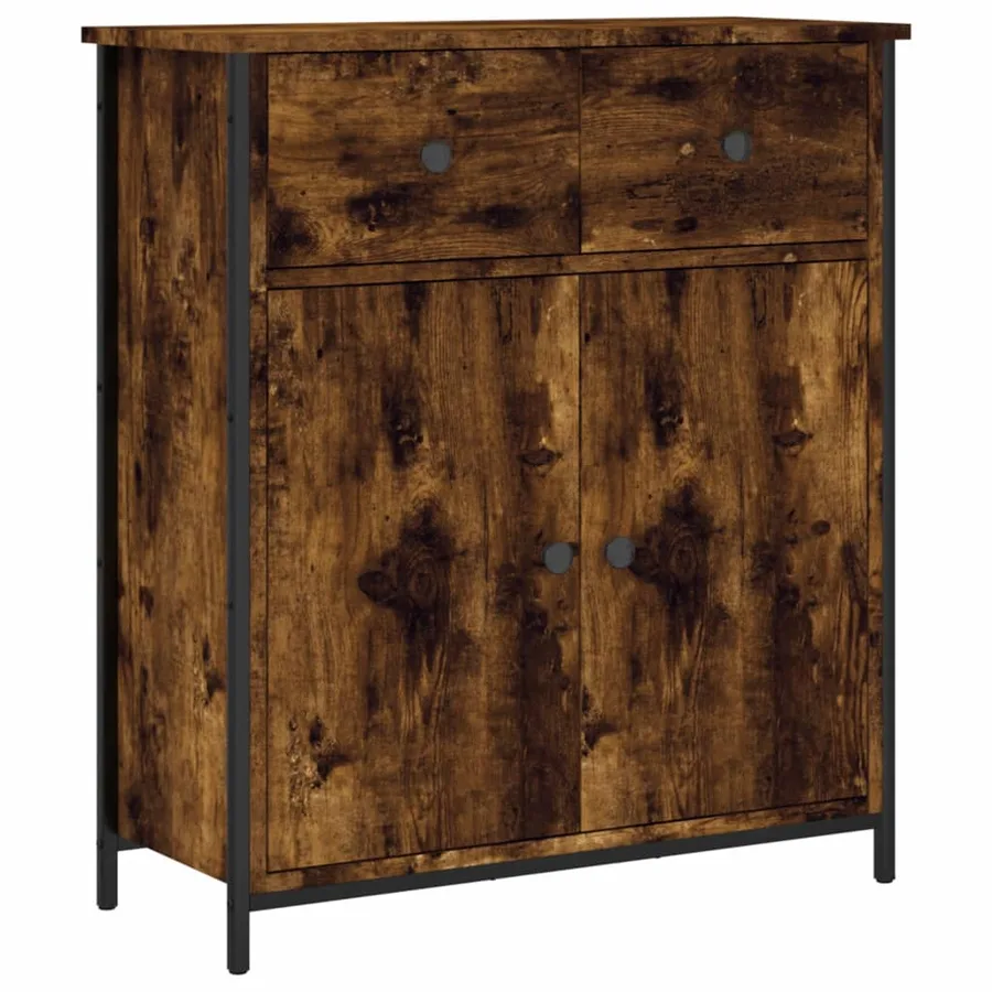 Buffet chêne fumé 70x30x80 cm bois d'ingénierie - 2