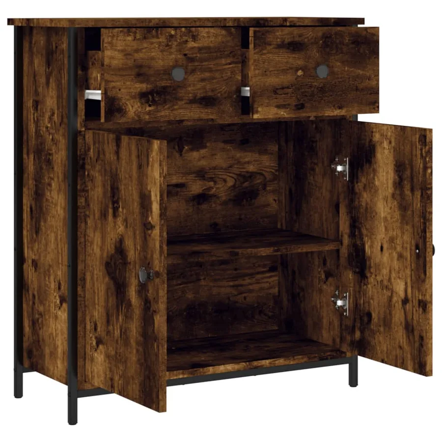Buffet chêne fumé 70x30x80 cm bois d'ingénierie - 5