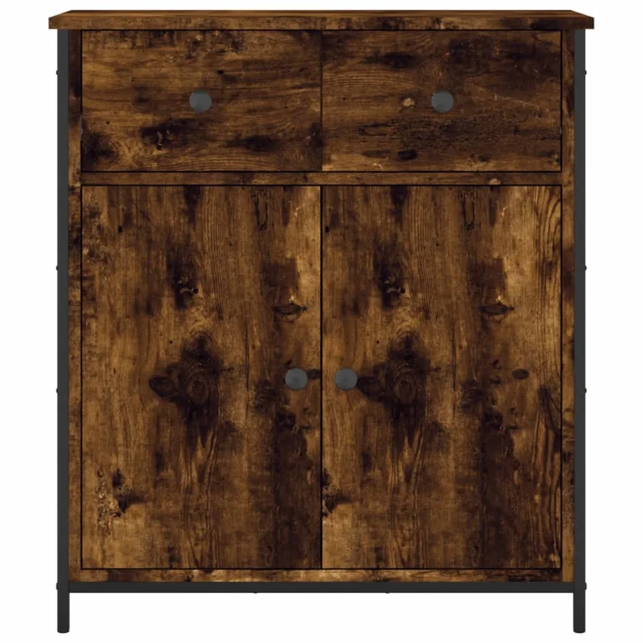 Buffet chêne fumé 70x30x80 cm bois d'ingénierie - 6