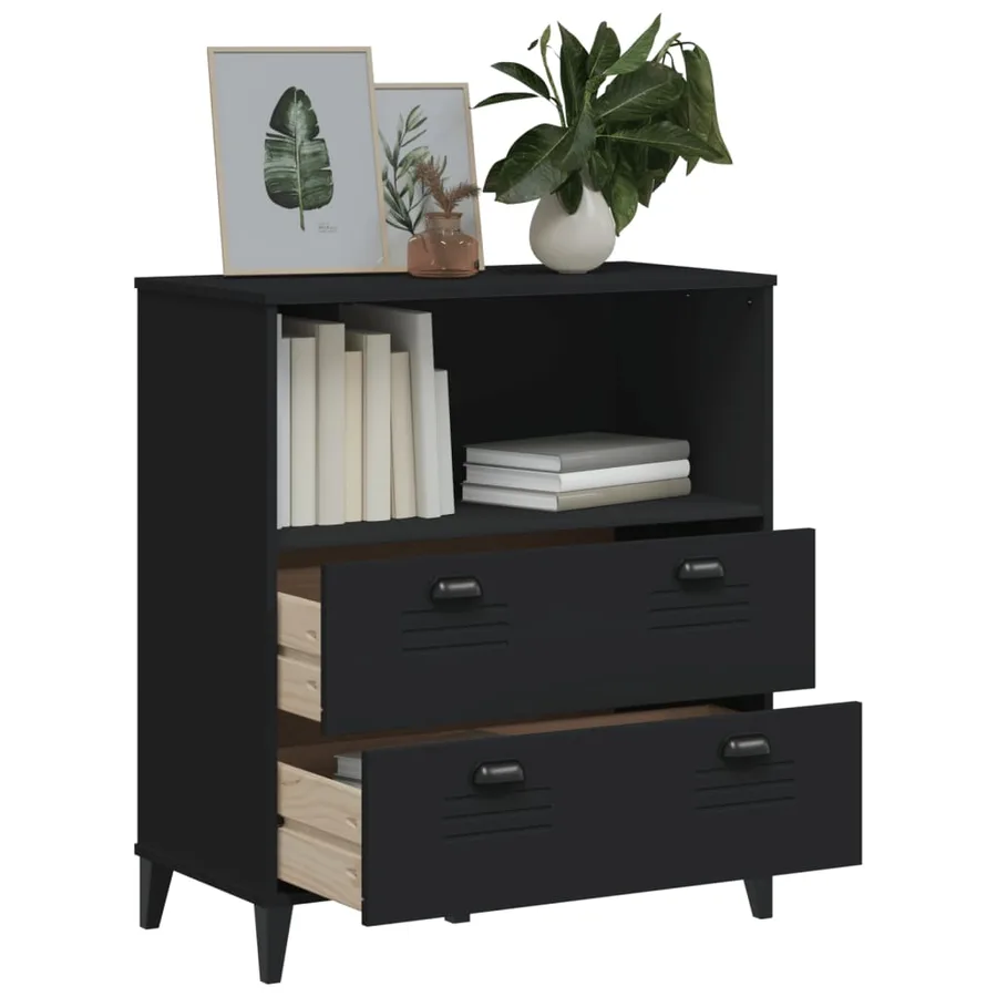 Bibliothèque VIKEN noir 80x40x90 cm bois d'ingénierie - 4
