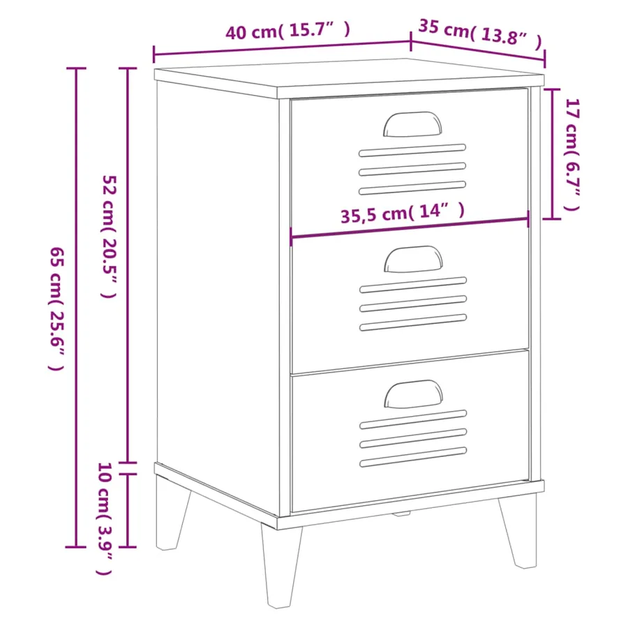 Table de chevet VIKEN blanc bois d'ingénierie - 10