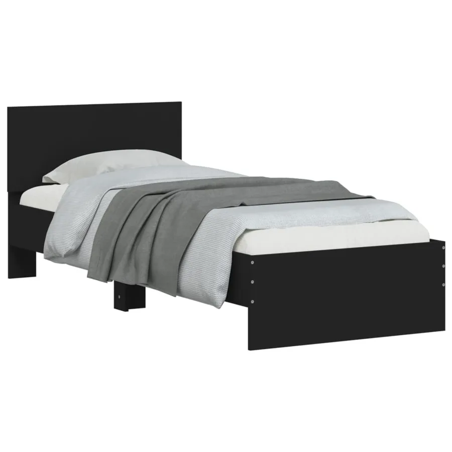 Cadre de lit sans matelas avec tête de lit noir 90x200 cm - 4