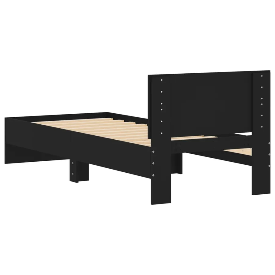 Cadre de lit sans matelas avec tête de lit noir 90x200 cm - 7