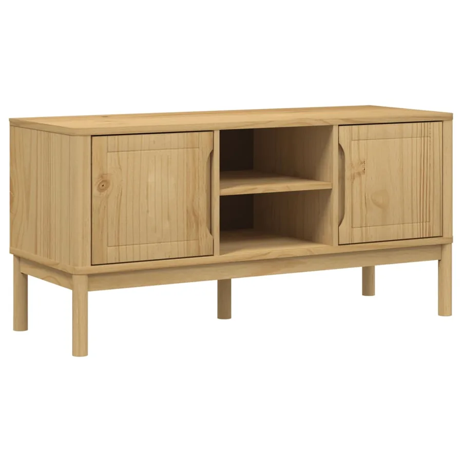 Meuble TV FLORO cire marron 114x43x55 cm bois massif de pin - 2