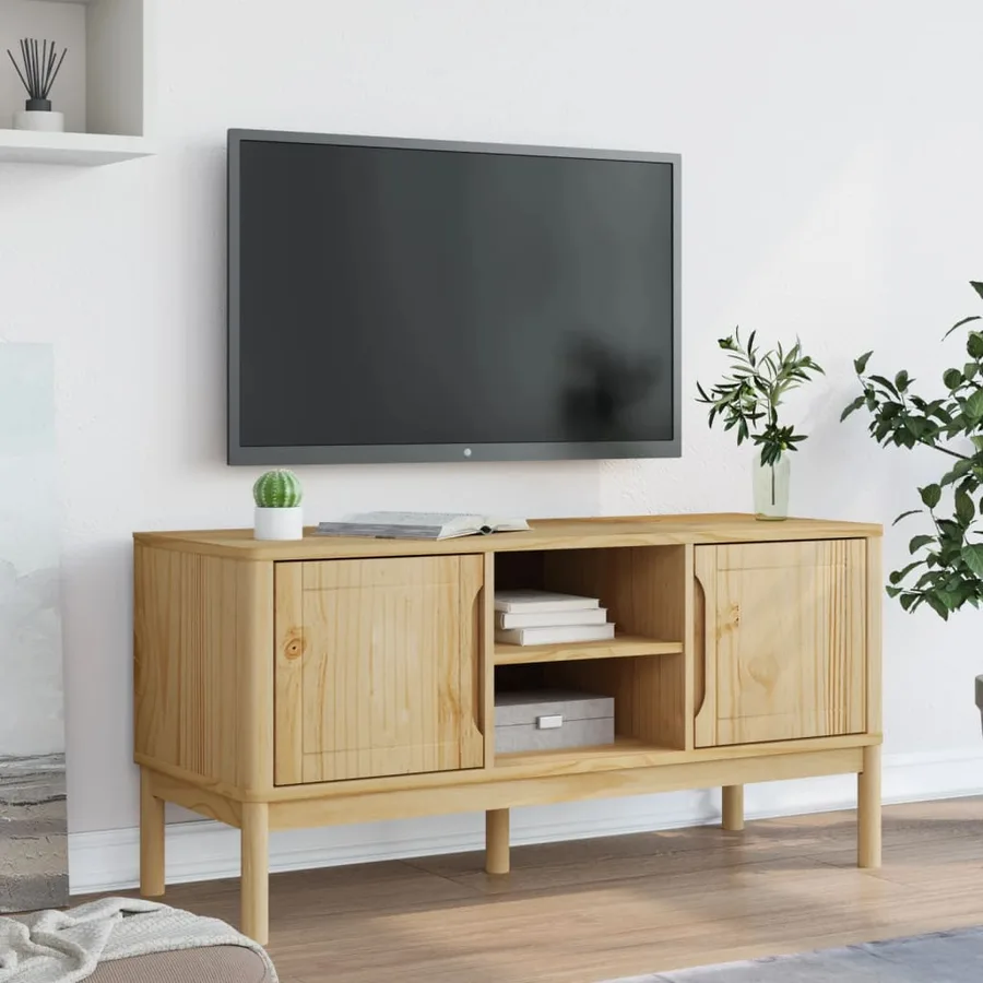 Meuble TV FLORO cire marron 114x43x55 cm bois massif de pin - 3
