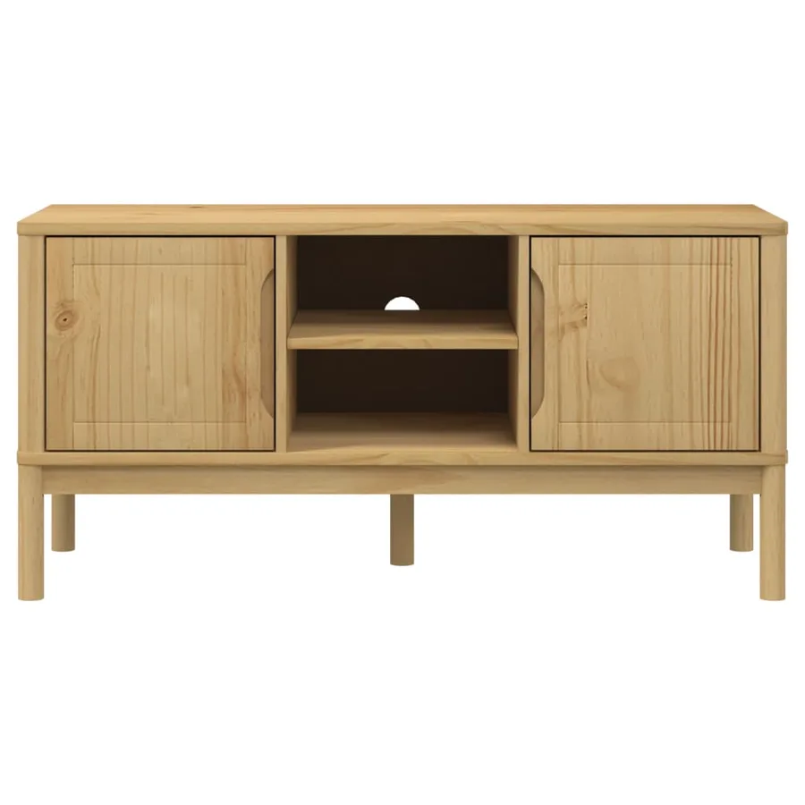 Meuble TV FLORO cire marron 114x43x55 cm bois massif de pin - 5