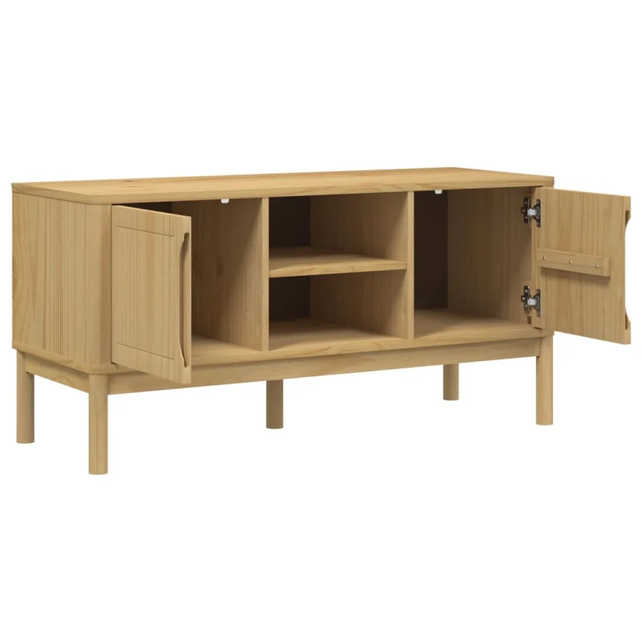 Meuble TV FLORO cire marron 114x43x55 cm bois massif de pin - 8