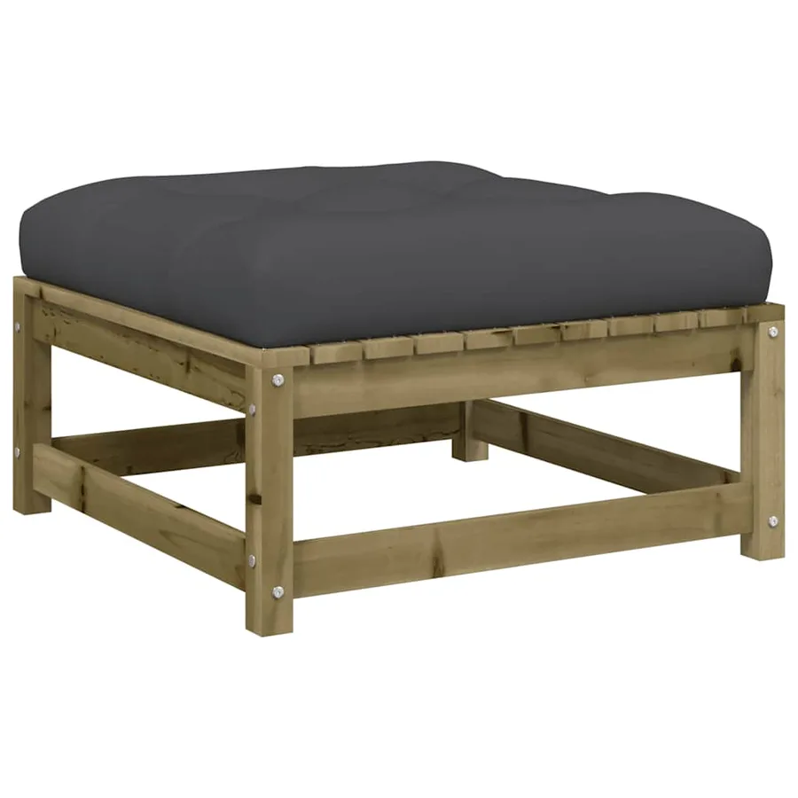 Repose-pied de jardin avec coussin bois de pin imprégné - 2
