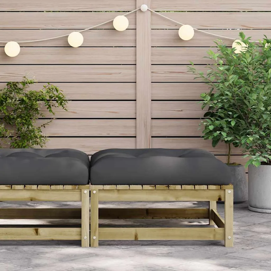 Repose-pied de jardin avec coussin bois de pin imprégné - 3