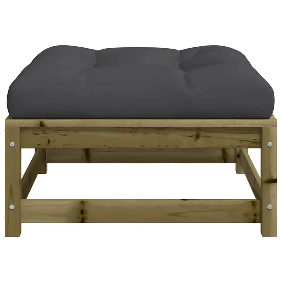 Repose-pied de jardin avec coussin bois de pin imprégné - 5