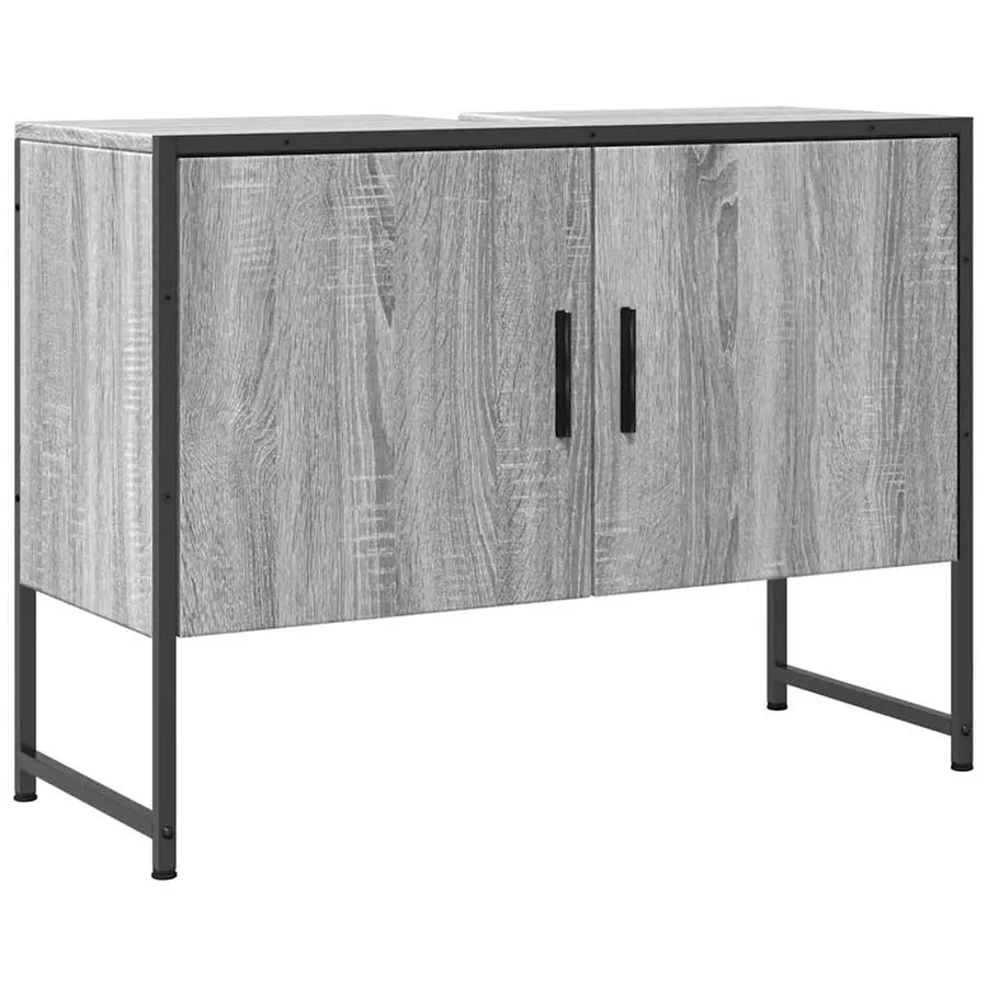 Armoire lavabo de salle de bain sonoma gris bois d'ingénierie - 2