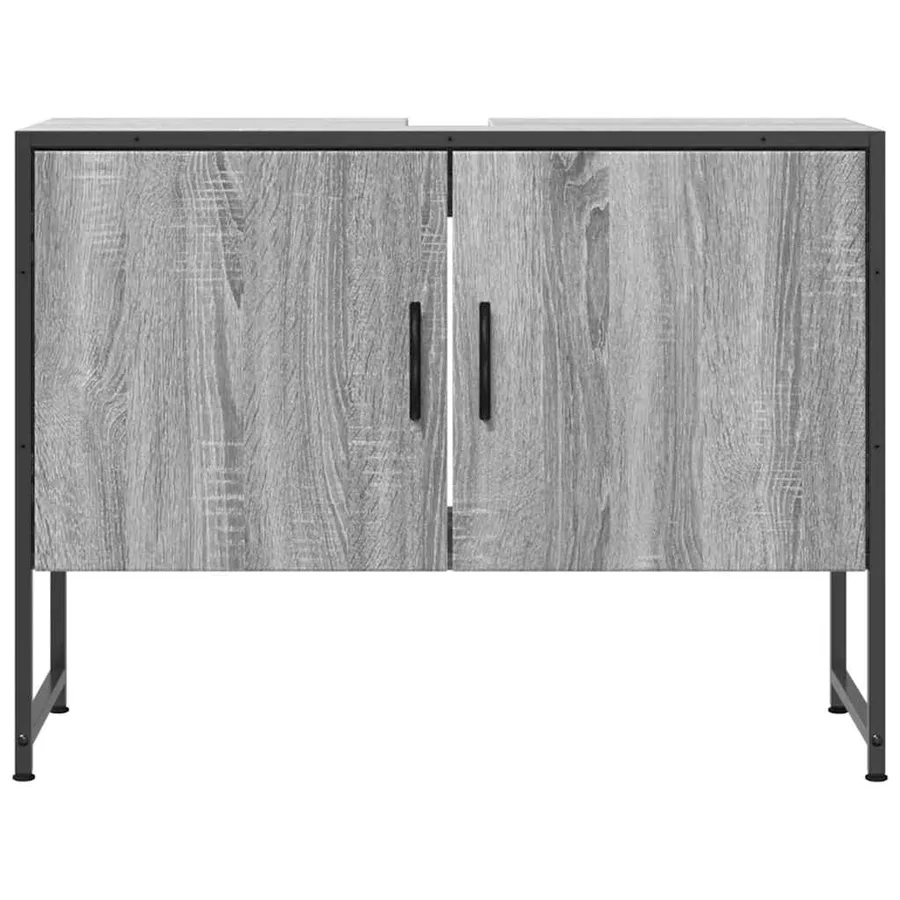 Armoire lavabo de salle de bain sonoma gris bois d'ingénierie - 4