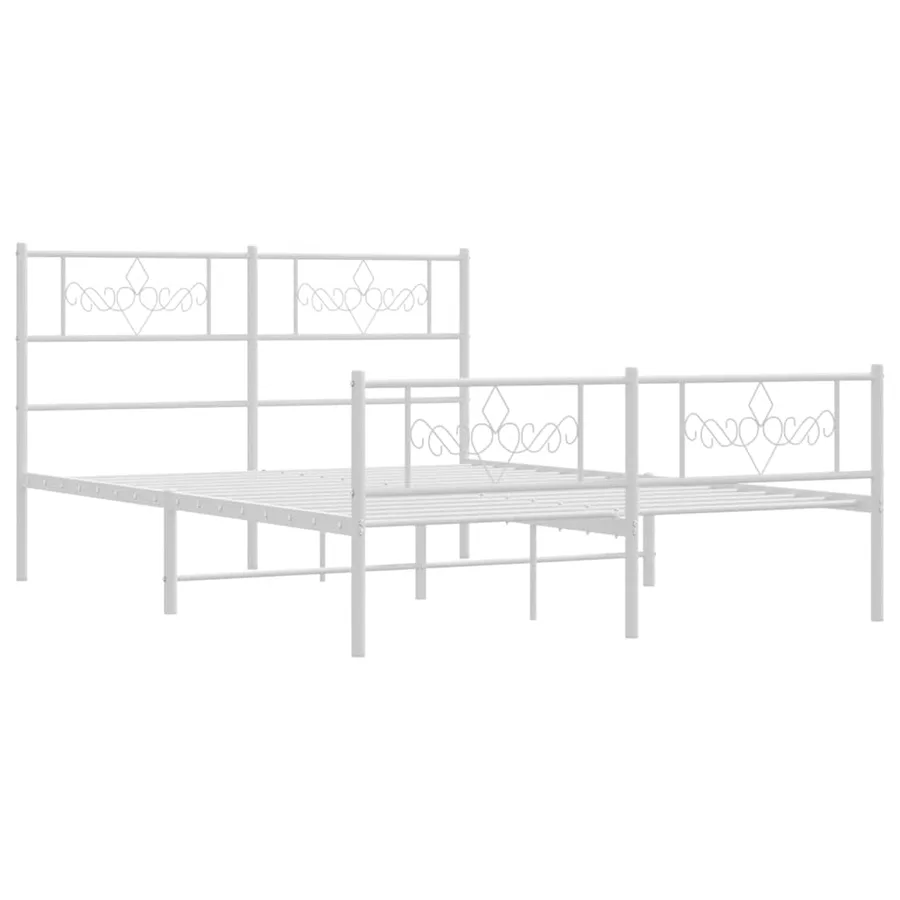 Cadre de lit métal sans matelas et pied de lit blanc 140x190 cm - 3