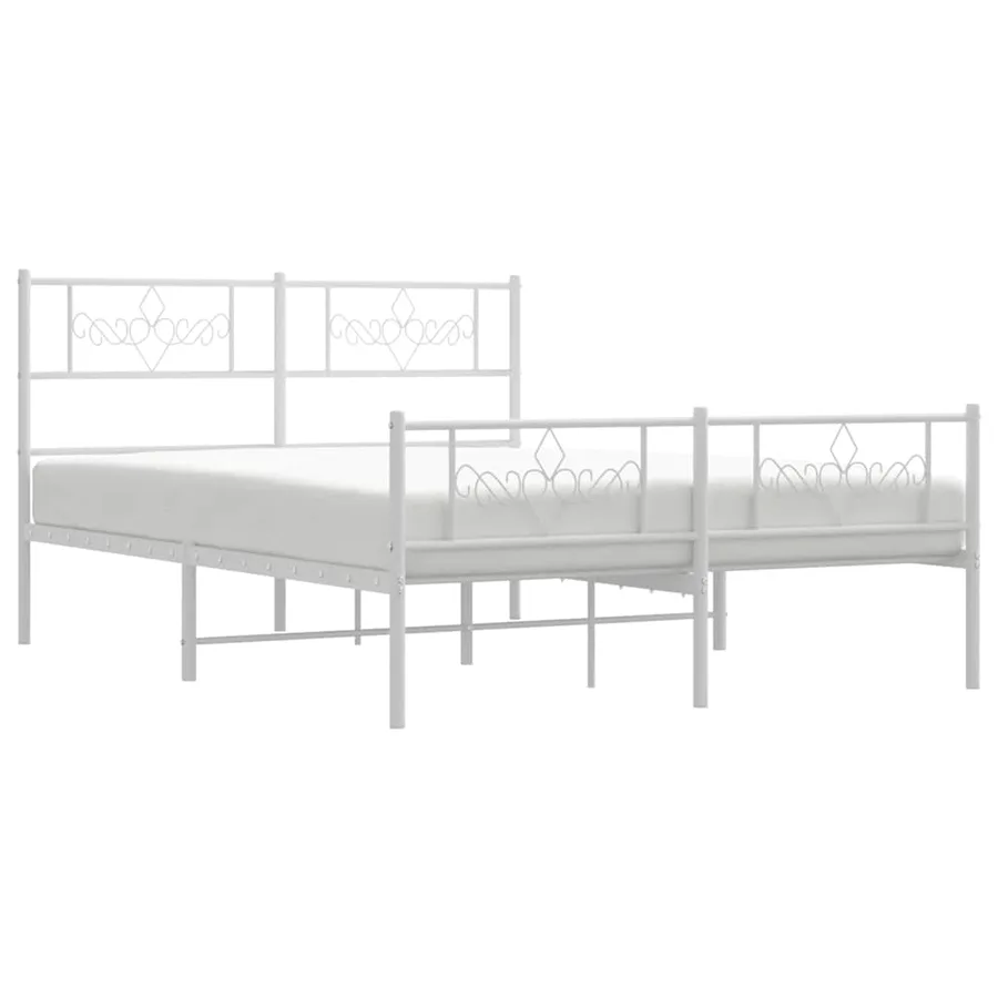 Cadre de lit métal sans matelas et pied de lit blanc 140x190 cm - 4
