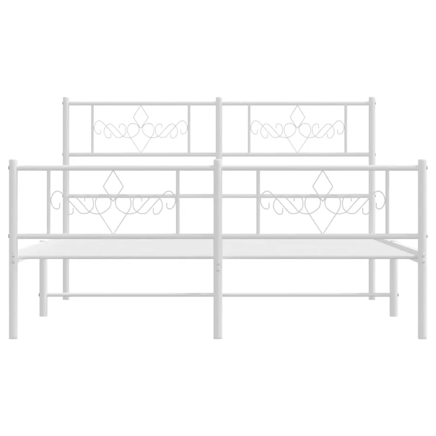 Cadre de lit métal sans matelas et pied de lit blanc 140x190 cm - 5