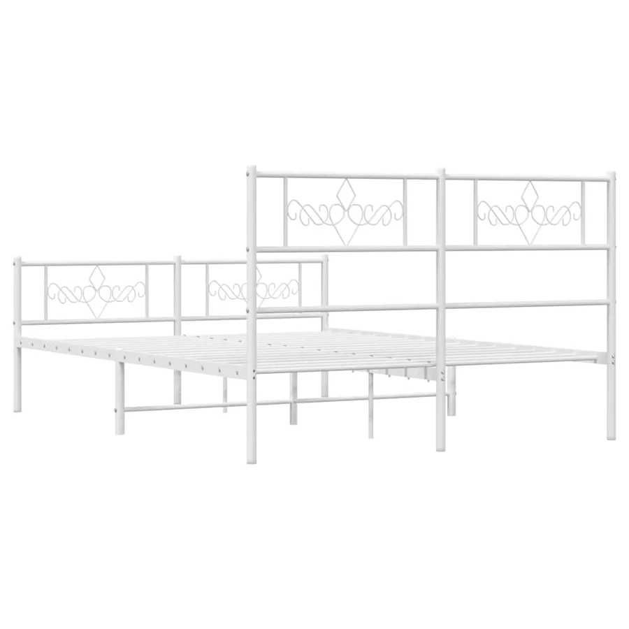 Cadre de lit métal sans matelas et pied de lit blanc 140x190 cm - 7