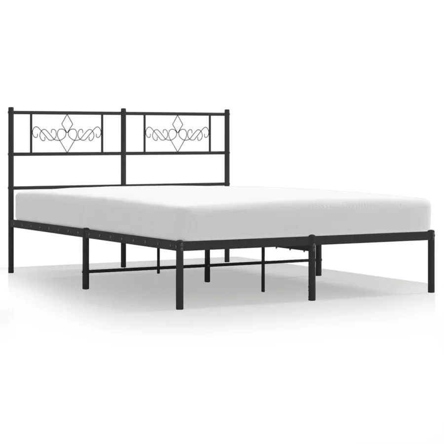 Cadre de lit métal sans matelas avec tête de lit noir 140x190cm - 2
