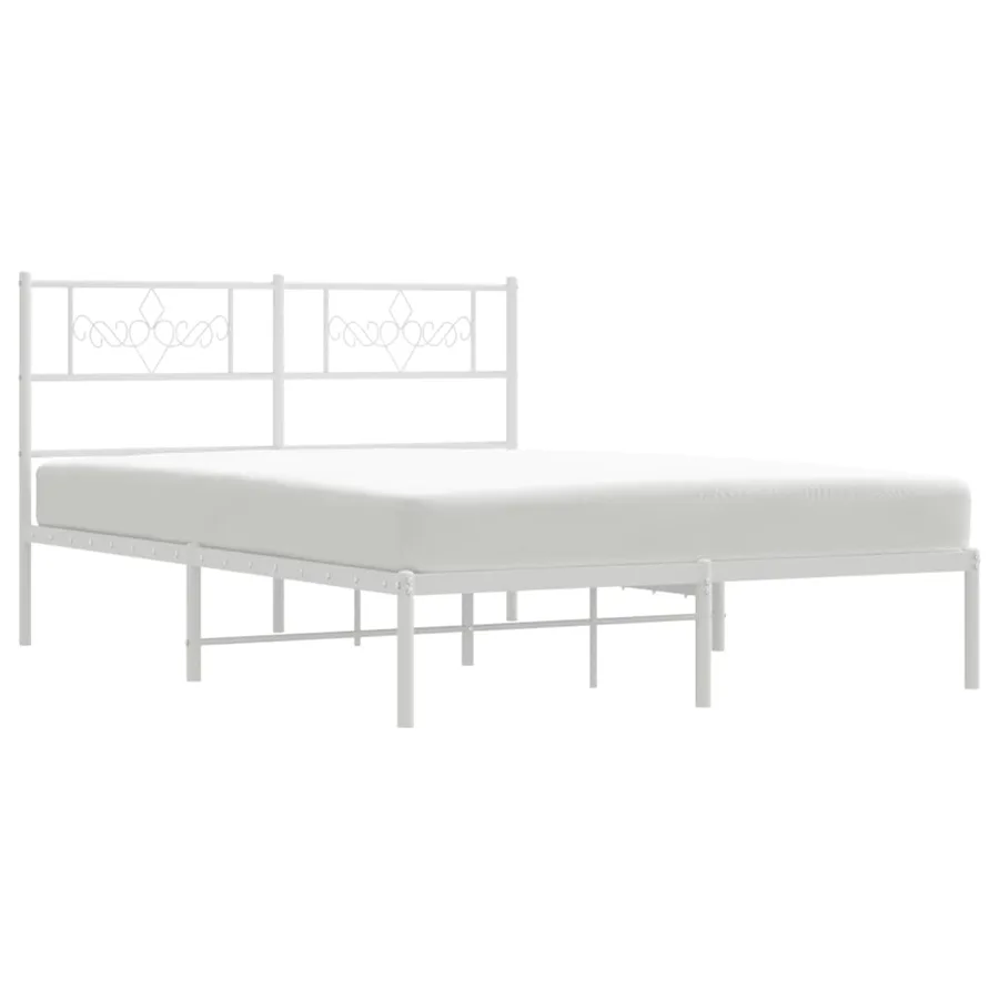 Cadre de lit métal sans matelas et tête de lit blanc 140x200 cm - 4