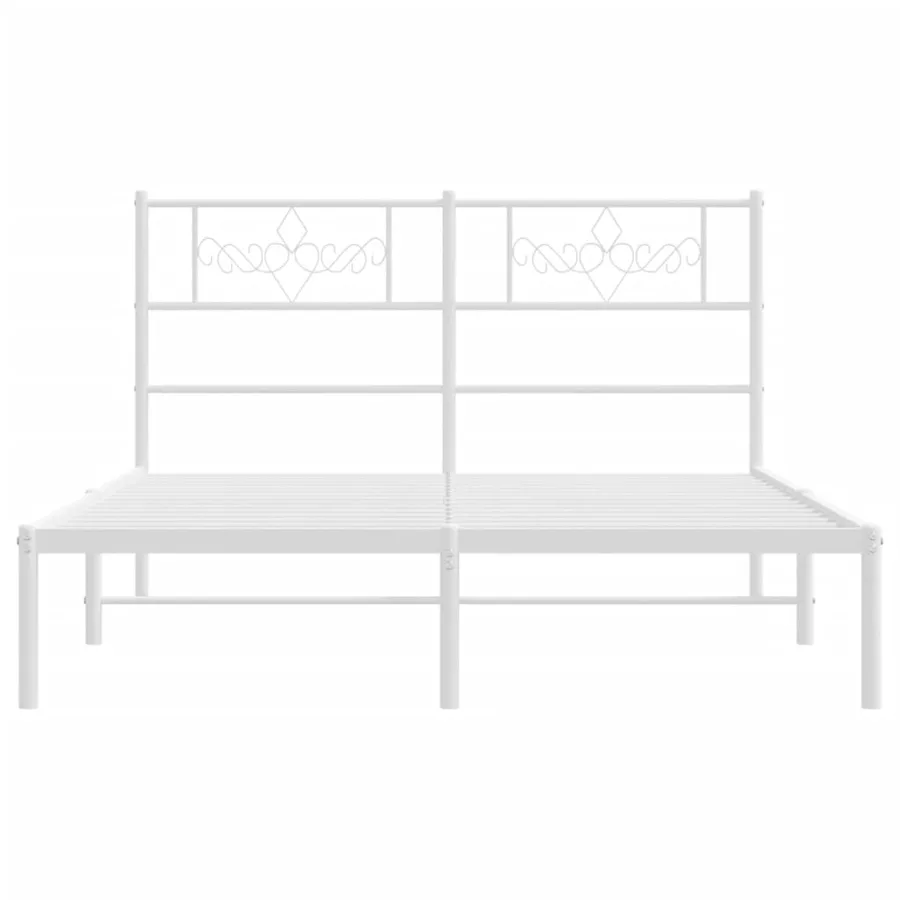 Cadre de lit métal sans matelas et tête de lit blanc 140x200 cm - 5