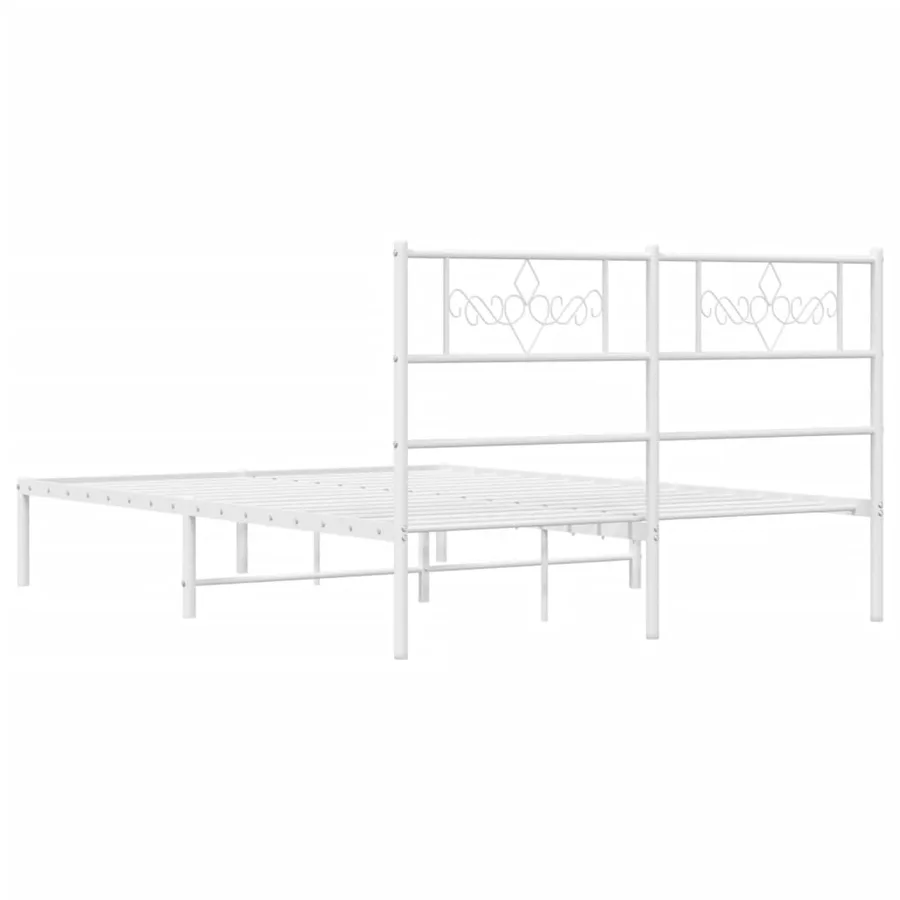 Cadre de lit métal sans matelas et tête de lit blanc 140x200 cm - 7