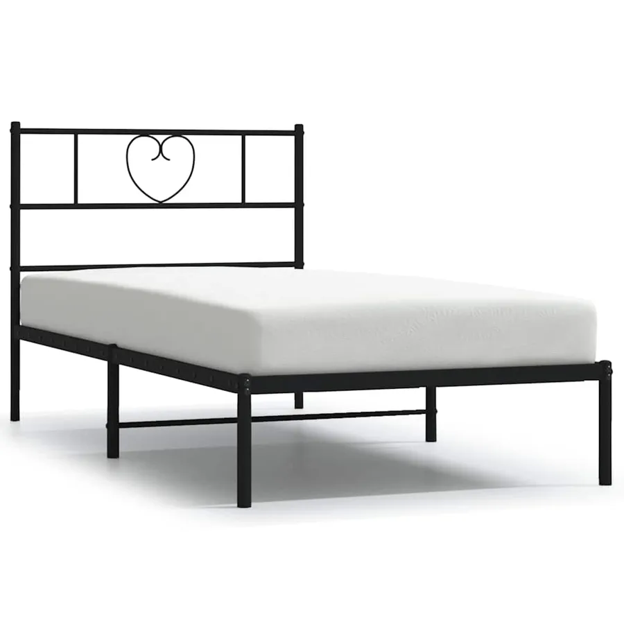 Cadre de lit métal sans matelas avec tête de lit noir 100x200cm - 2