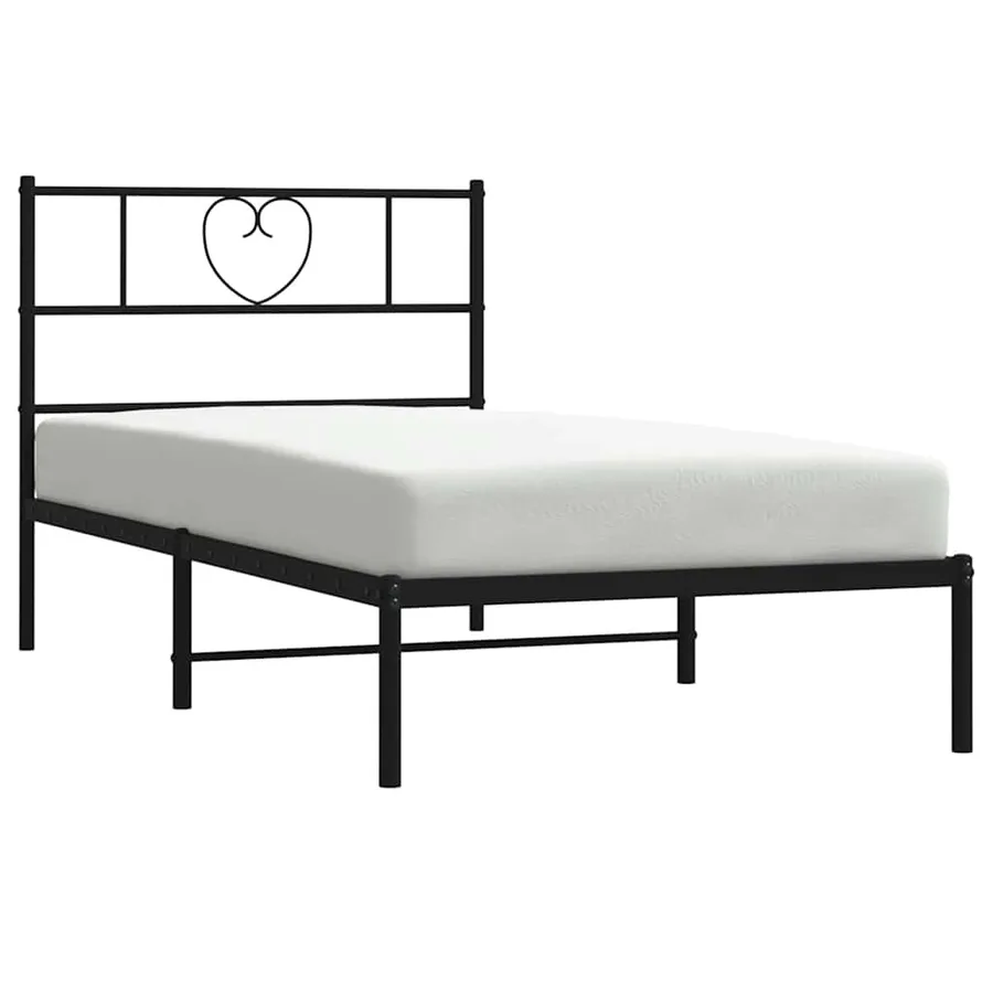 Cadre de lit métal sans matelas avec tête de lit noir 100x200cm - 3