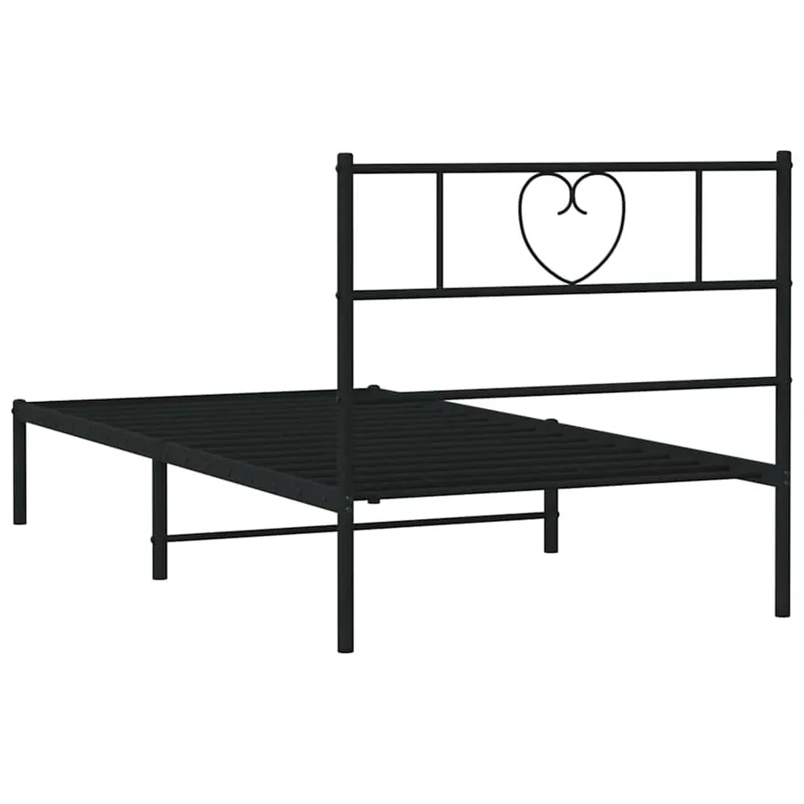 Cadre de lit métal sans matelas avec tête de lit noir 100x200cm - 8