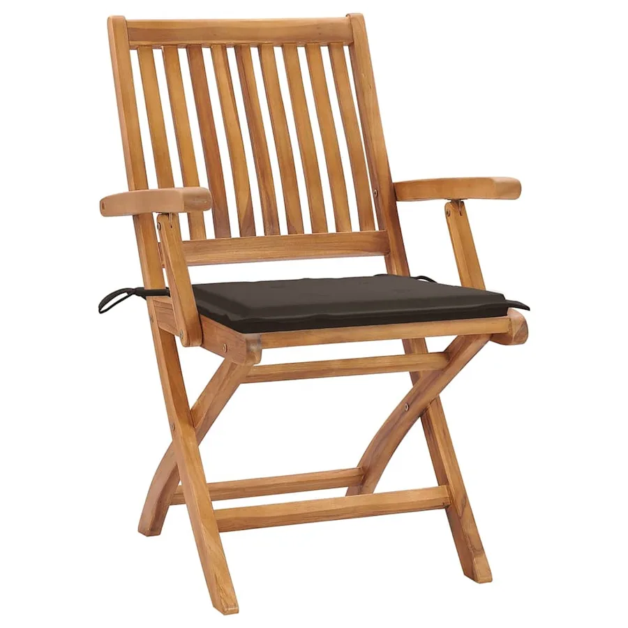 Chaises pliables de jardin avec coussins lot de 8 Teck solide - 2