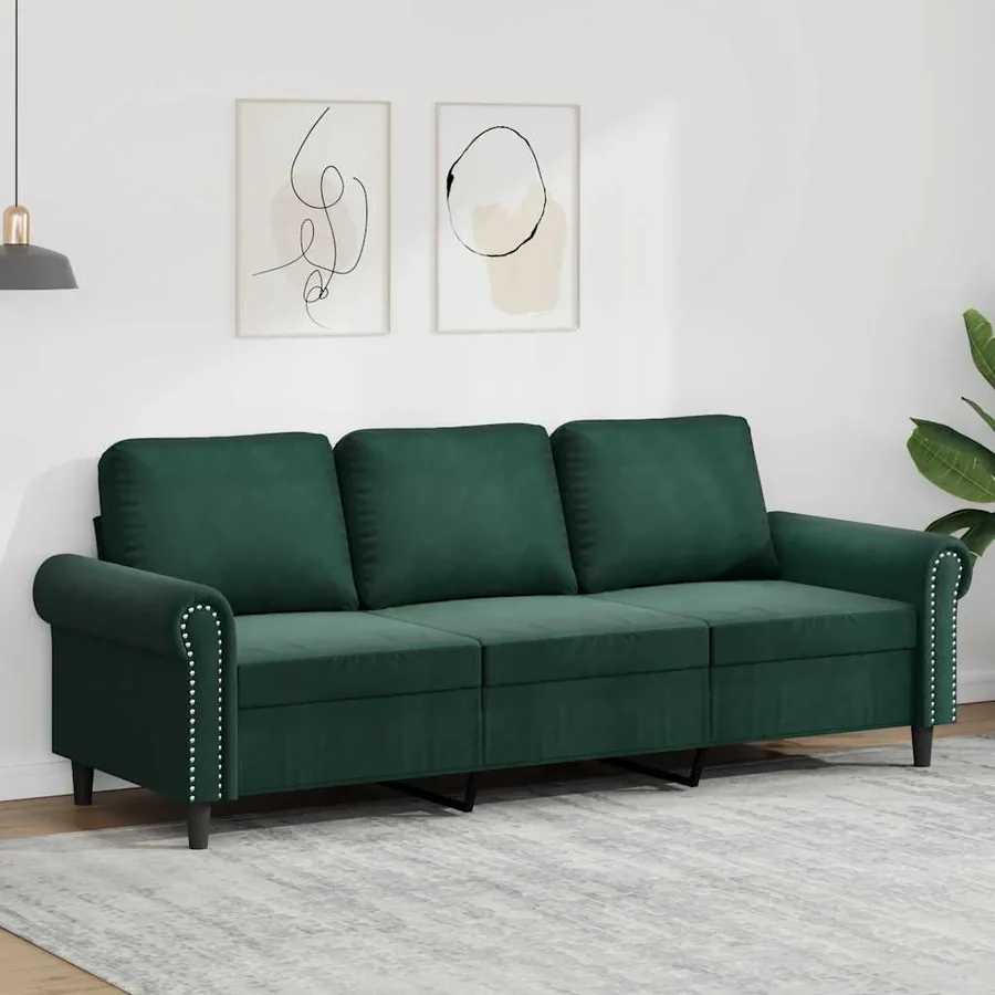 Canapé à 3 places Vert foncé 180 cm Velours